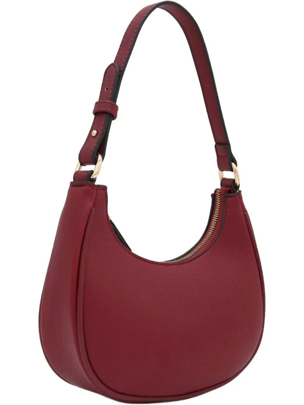 Women Wine Small Crescent For Trendy Underarm Purse Zipper Shoulder Bag